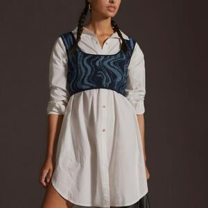 Anthropologie Maeve Sapphire Blue Cropped Marble Vest One Size NWT